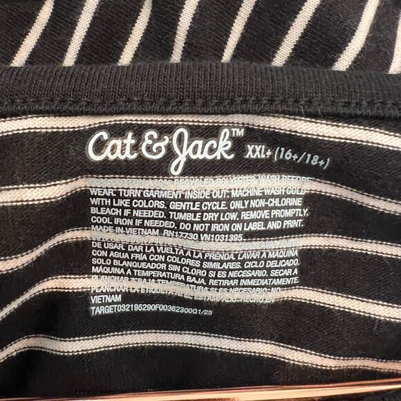 Cat & Jack Ghouls Rule black white stripe Halloween Dress Short Sleeve Plus - Picture 6 of 6